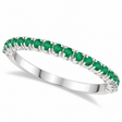 Half-Eternity Pave-set Thin Emerald Stacking Ring 14k White Gold (0.65ct)
