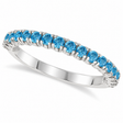 Half-Eternity Pave-Set Blue Topaz Stacking Ring 14k White Gold (0.95ct)
