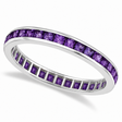 Princess-Cut Amethyst Eternity Ring Band 14k White Gold (1.36ct)