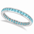 Princess-Cut Aquamarine Eternity Ring Band 14k White Gold (1.36ct)