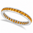 Princess-Cut Citrine Eternity Ring Band 14k White Gold (1.36ct)