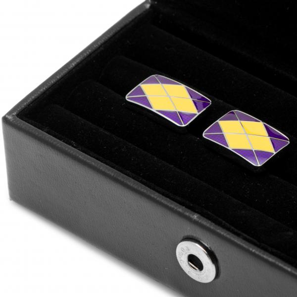 Men's Black Leather Cufflink Box, Holds Five Pairs, Snap Closure