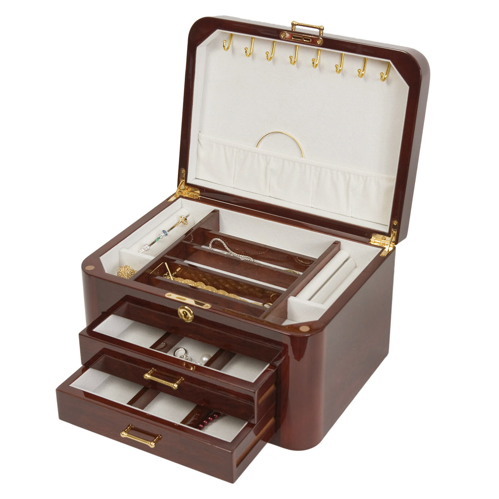 Mapa Inlay Jewelry Chest High Gloss Finish w Multiple Compartments