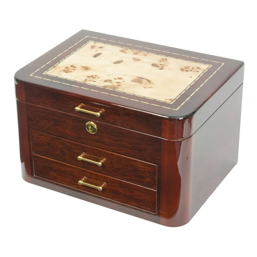 Mapa Inlay Jewelry Chest High Gloss Finish w Multiple Compartments