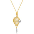 Tennis Racket Pendant Necklace 14K Two-Tone Gold