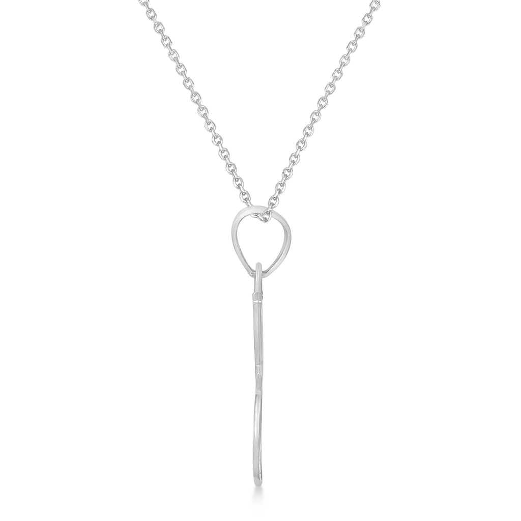 Double Tennis Racket Charm Pendant Necklace 14K White Gold