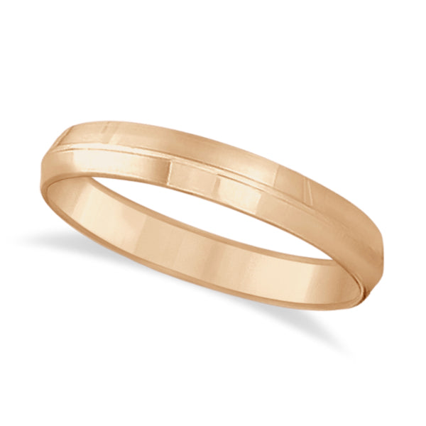 Knife Edge Wedding Ring Band Comfort-Fit 14k Rose Gold (4mm)