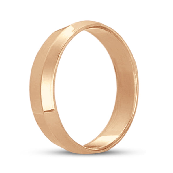 Knife Edge Wedding Ring Band Comfort-Fit 14k Rose Gold (5mm)