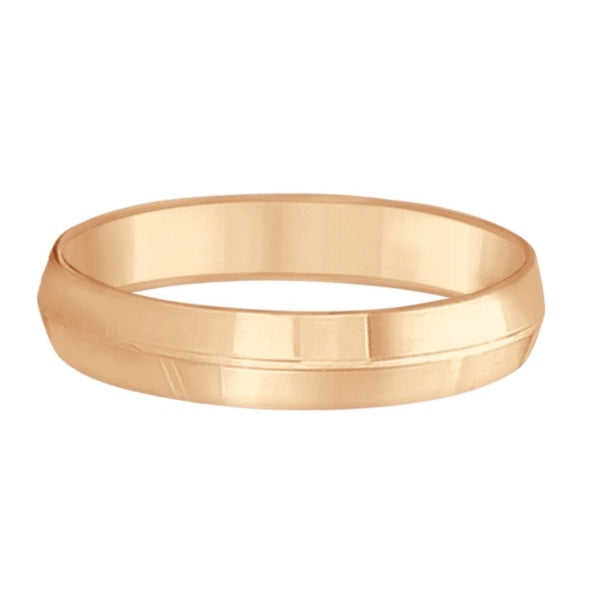 Knife Edge Wedding Ring Band Comfort-Fit 14k Rose Gold (5mm)