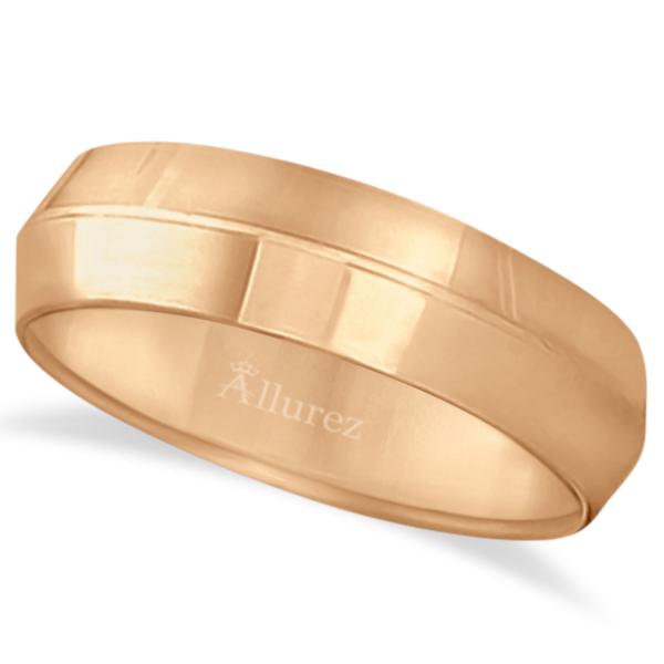 Knife Edge Wedding Ring Band Comfort-Fit 14k Rose Gold (6mm)