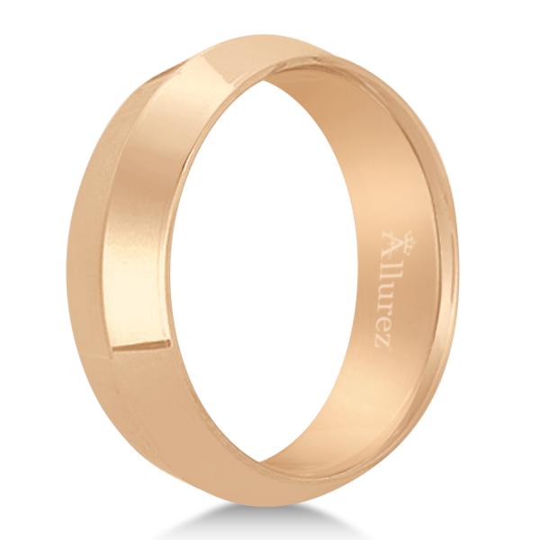 Knife Edge Wedding Ring Band Comfort-Fit 14k Rose Gold (6mm)