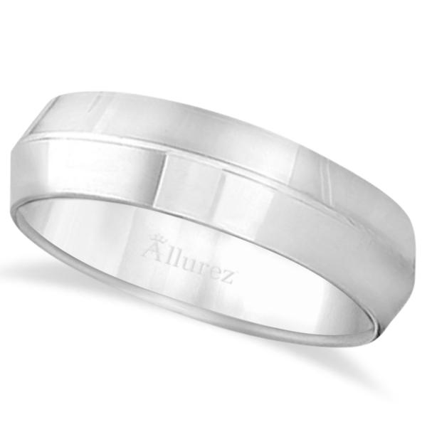 Knife Edge Wedding Ring Band Comfort-Fit 14k White Gold (6mm)