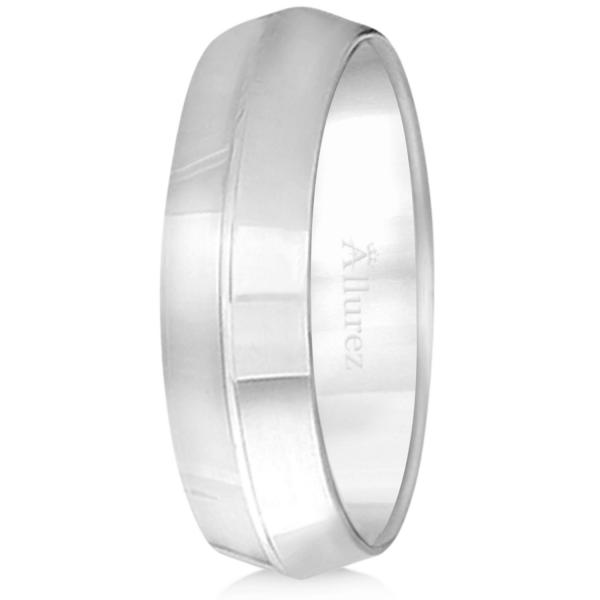Knife Edge Wedding Ring Band Comfort-Fit 14k White Gold (6mm)