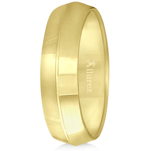 Knife Edge Wedding Ring Band Comfort-Fit 14k Yellow Gold (6mm)