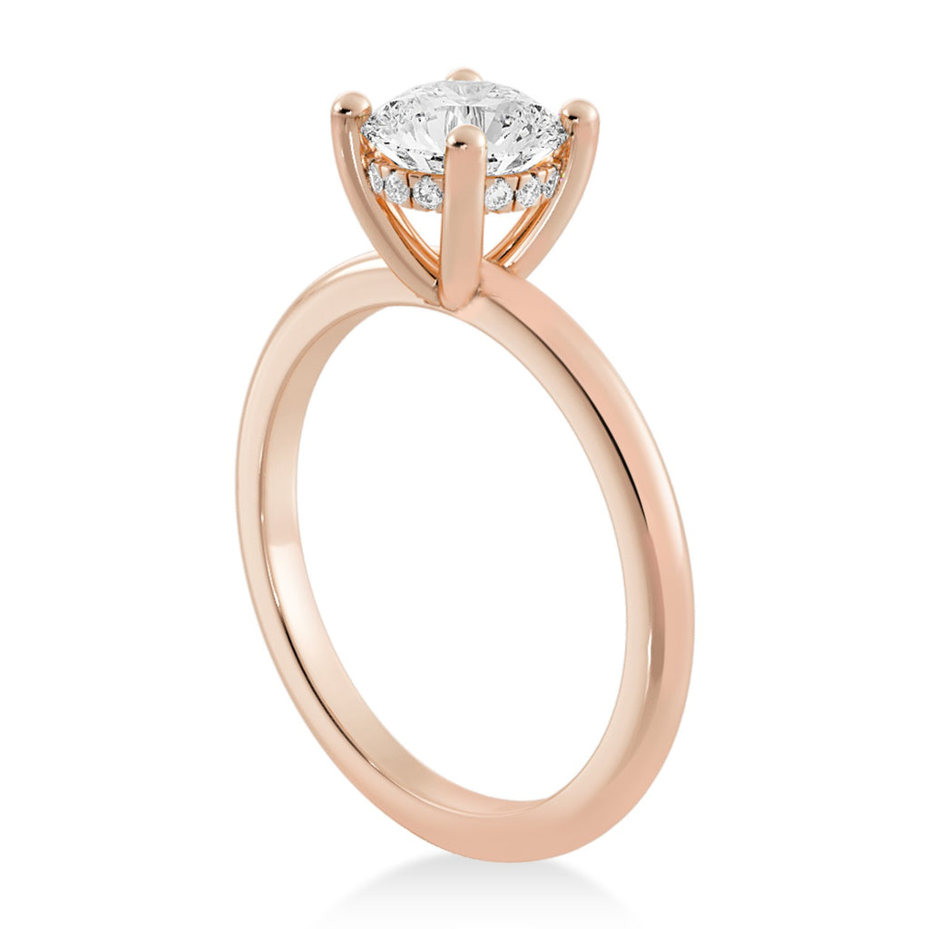 Diamond Hidden Halo Solitaire Engagement Ring 14k Rose Gold (0.06ct)