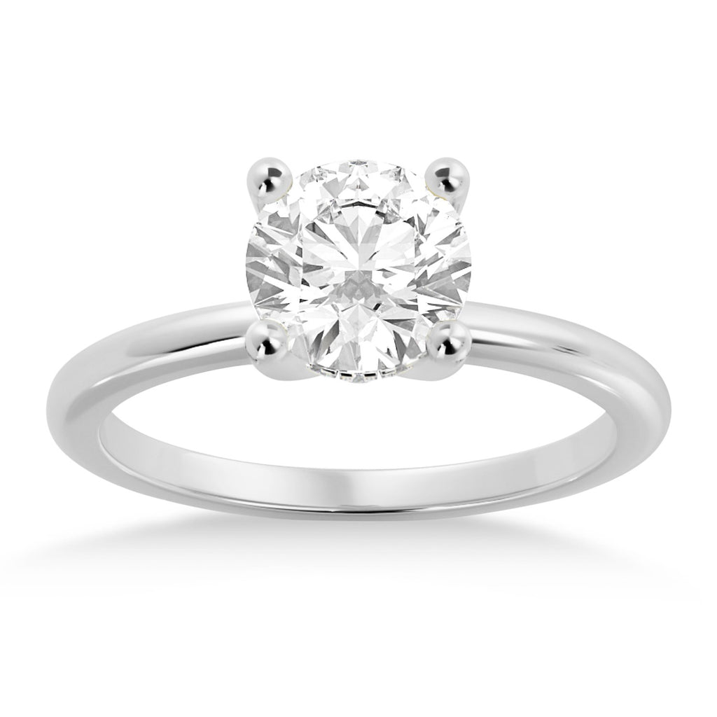 Diamond Hidden Halo Solitaire Engagement Ring 18k White Gold (0.06ct)