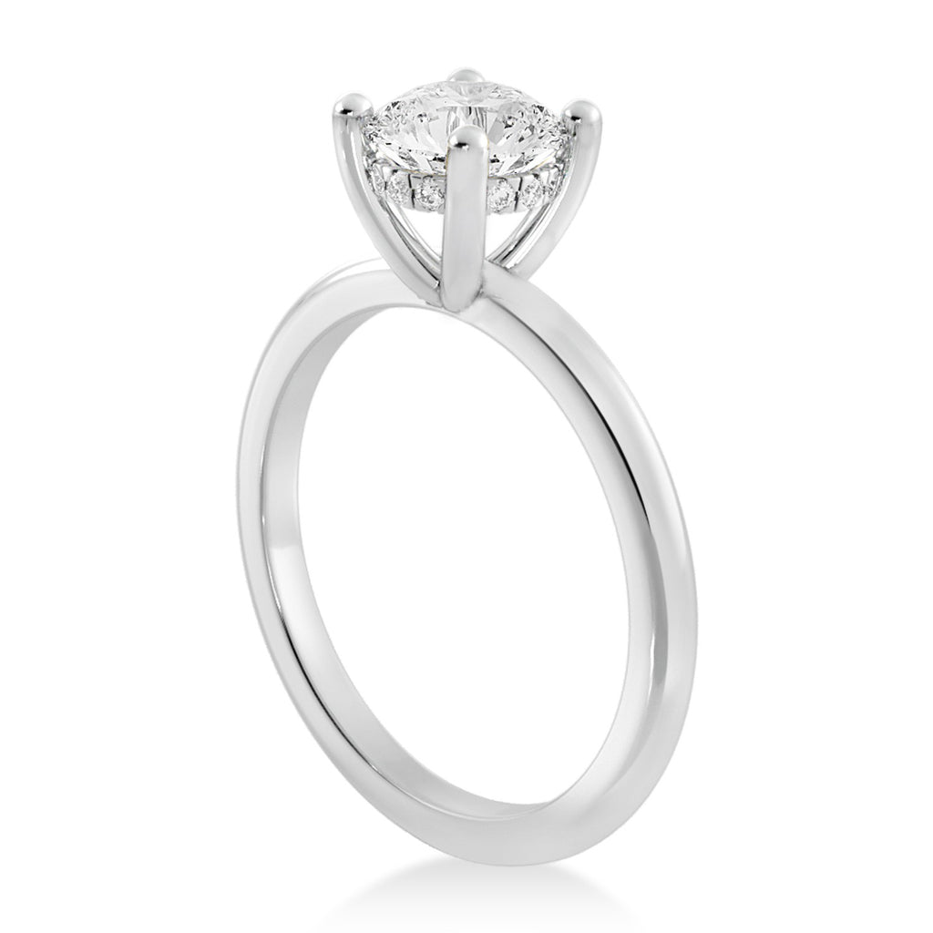 Diamond Hidden Halo Solitaire Engagement Ring 18k White Gold (0.06ct)