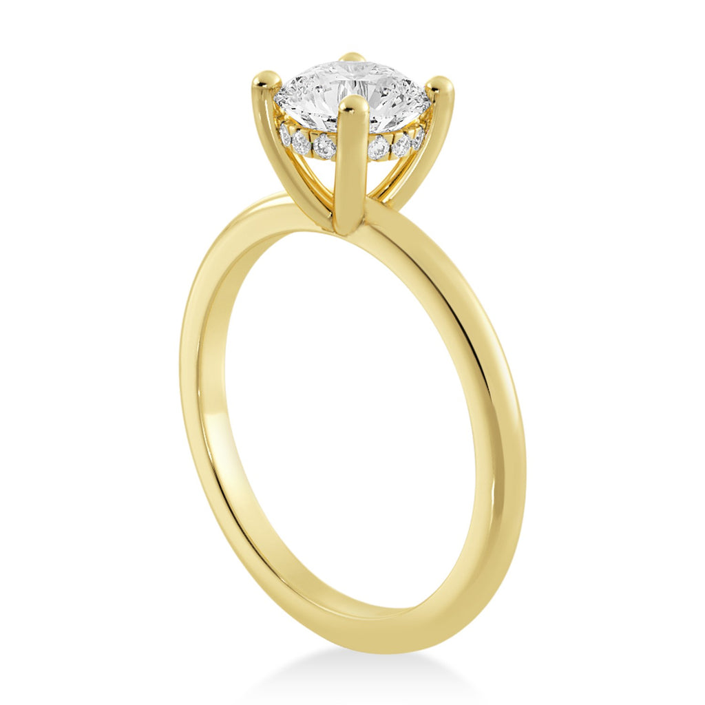 Lab Diamond Hidden Halo Solitaire Engagement Ring 14k Yellow Gold (0.06ct)
