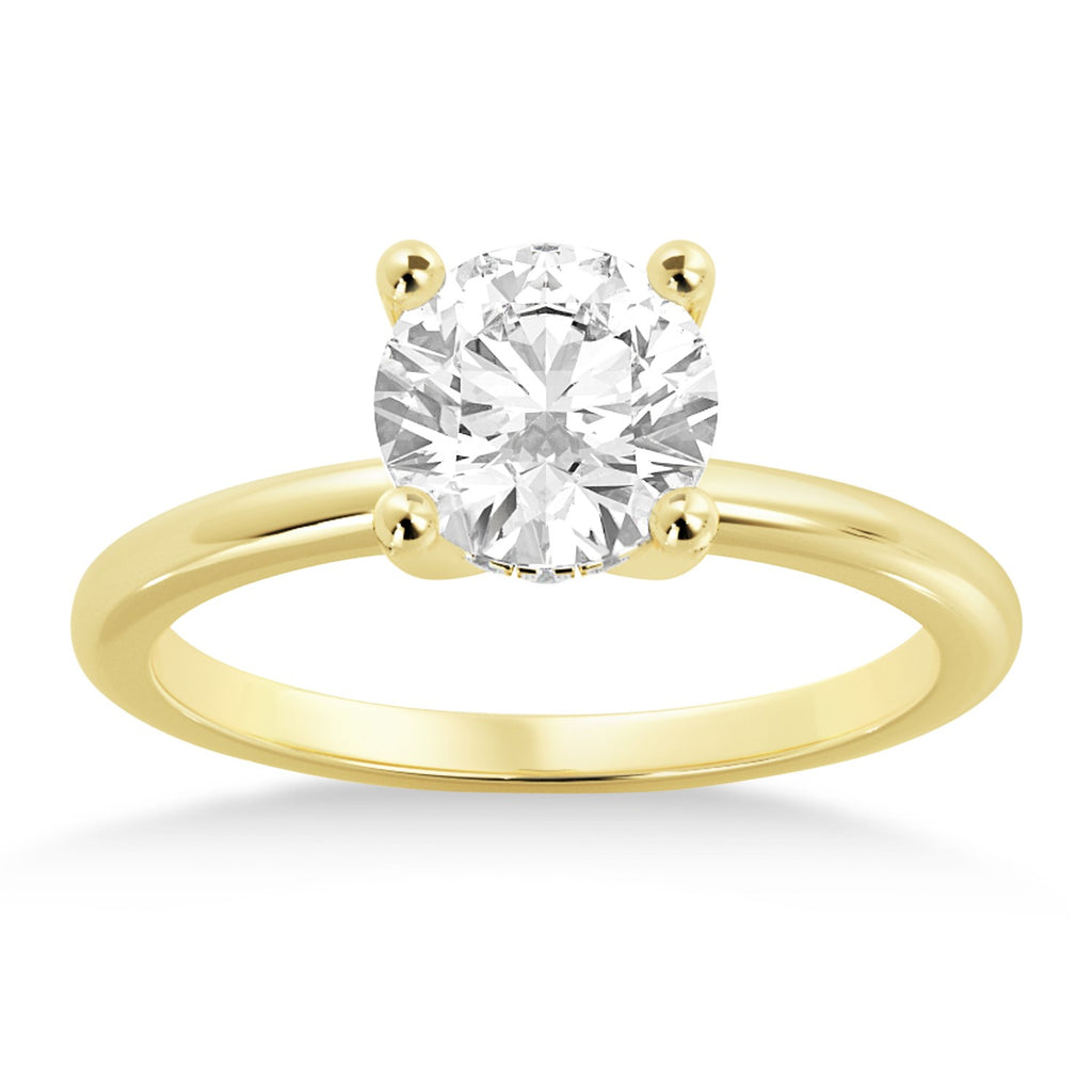 Lab Grown Diamond Hidden Halo Solitaire Engagement Ring 18k Yellow Gold (0.06ct)
