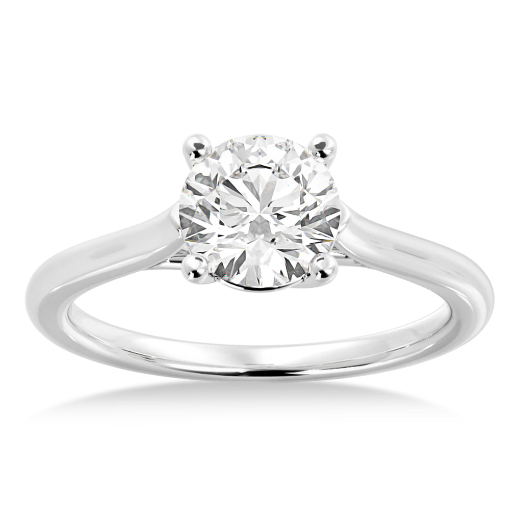 Trellis Solitaire Engagement Ring 18k White Gold