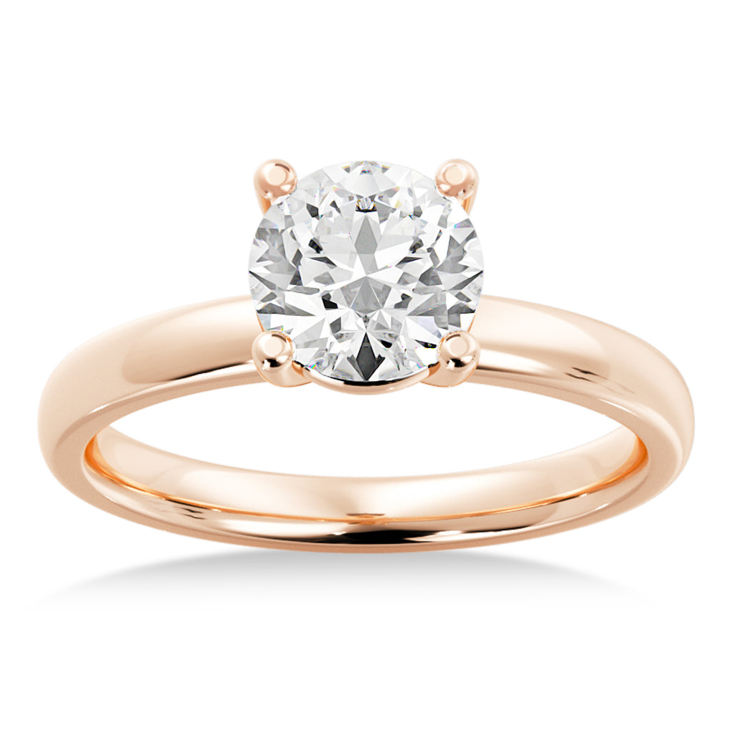 Basket Solitaire Engagement Ring 14k Rose Gold