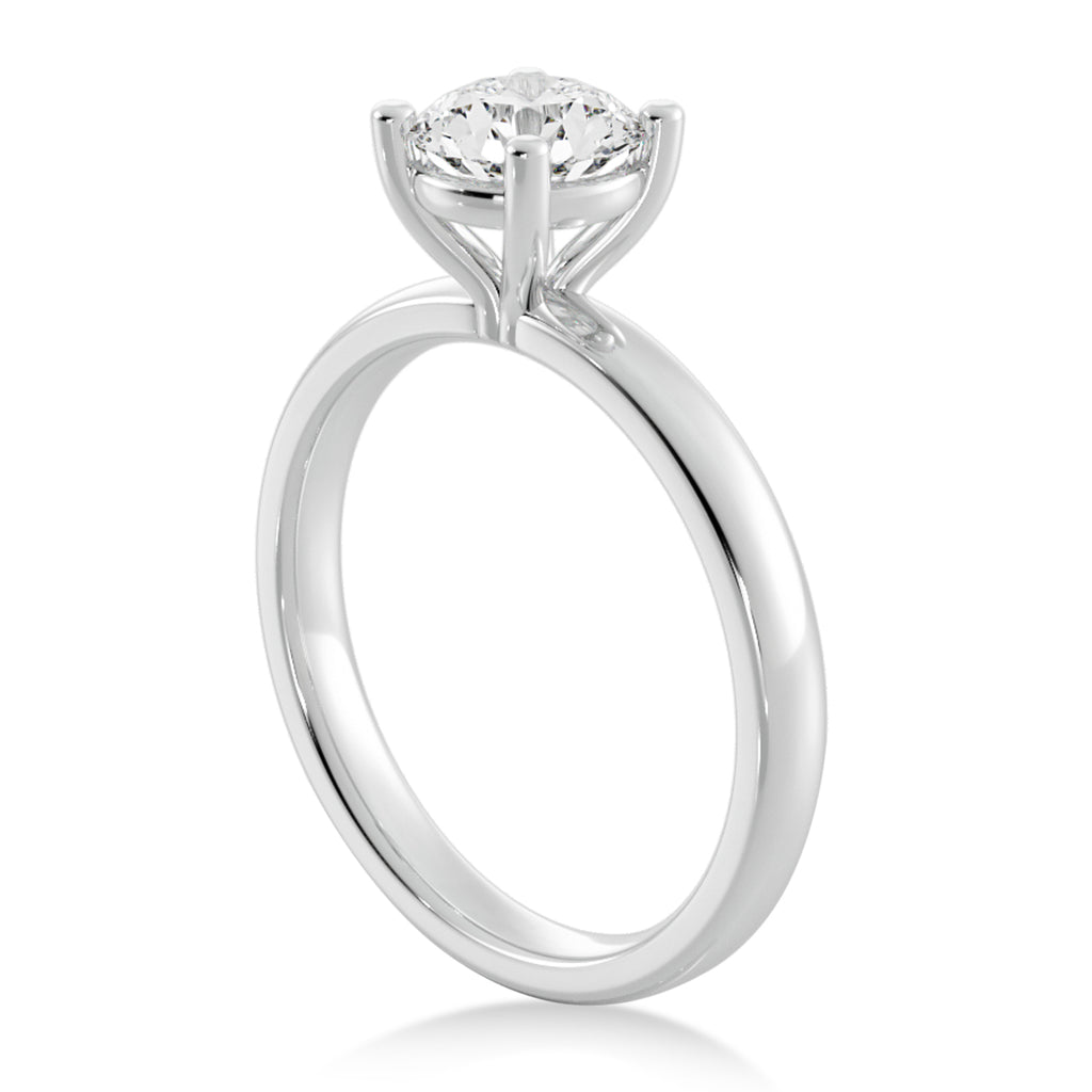 Basket Solitaire Engagement Ring 18k White Gold
