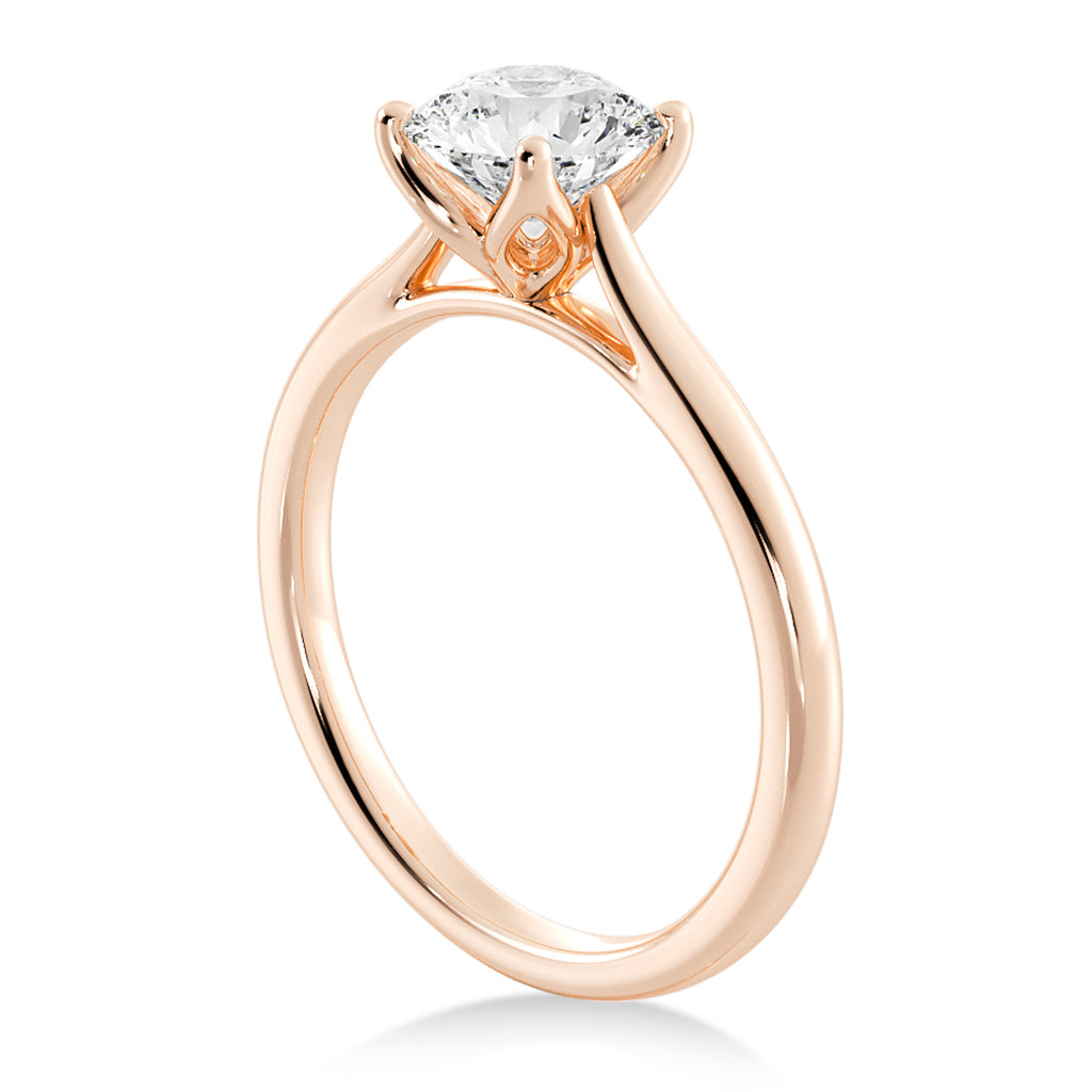 Floral Solitaire Engagement Ring 14k Rose Gold