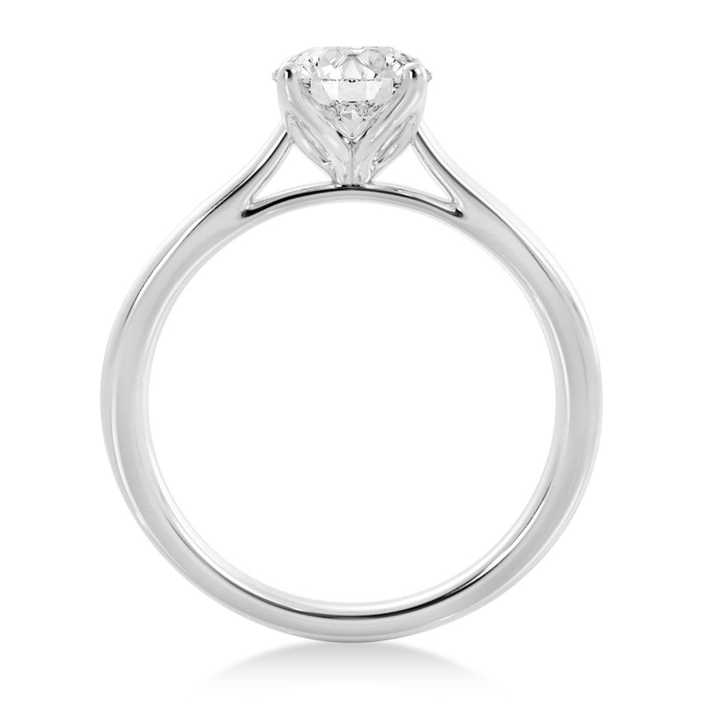 Floral Solitaire Engagement Ring 14k White Gold