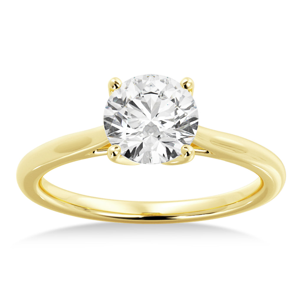 Floral Solitaire Engagement Ring 18k Yellow Gold