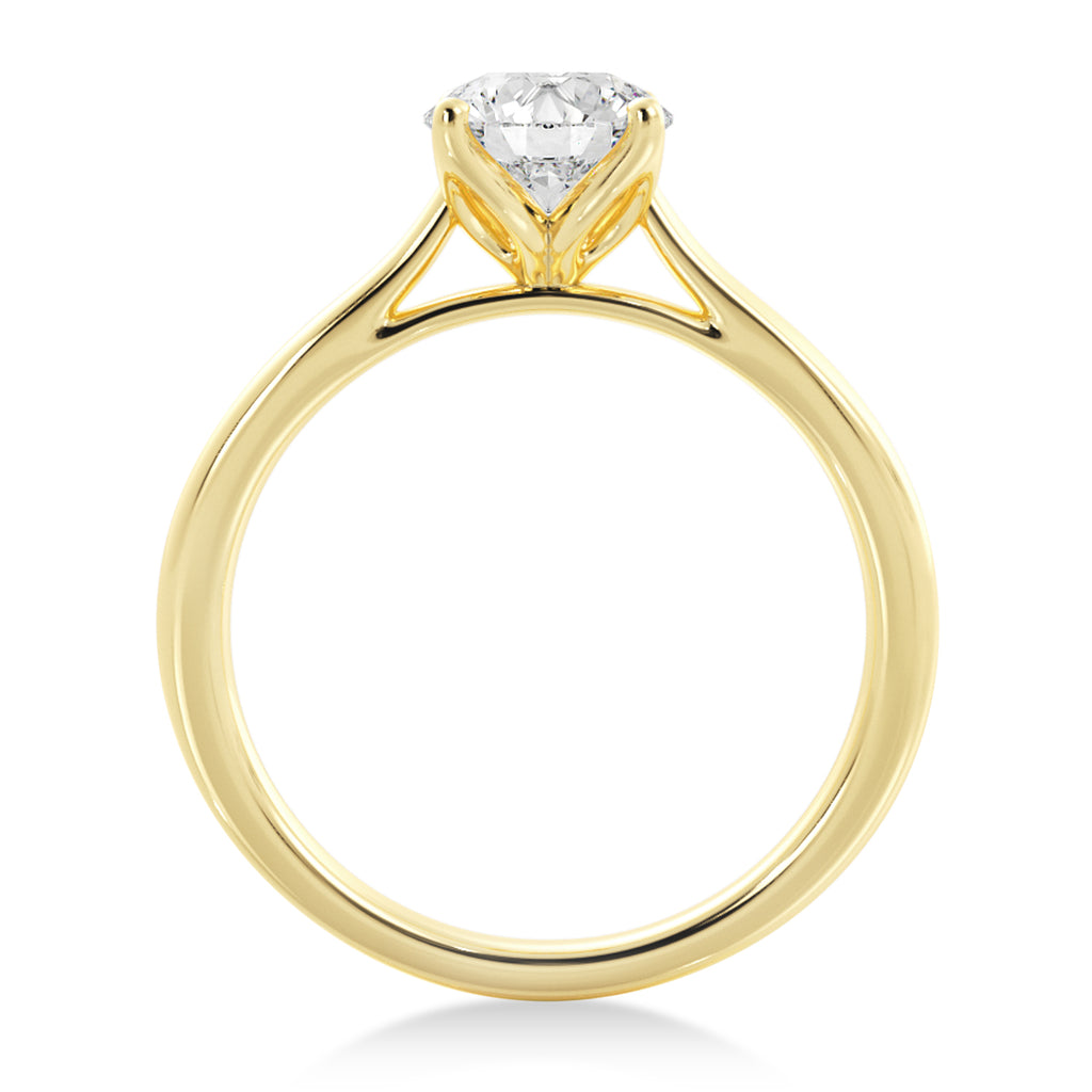 Floral Solitaire Engagement Ring 18k Yellow Gold