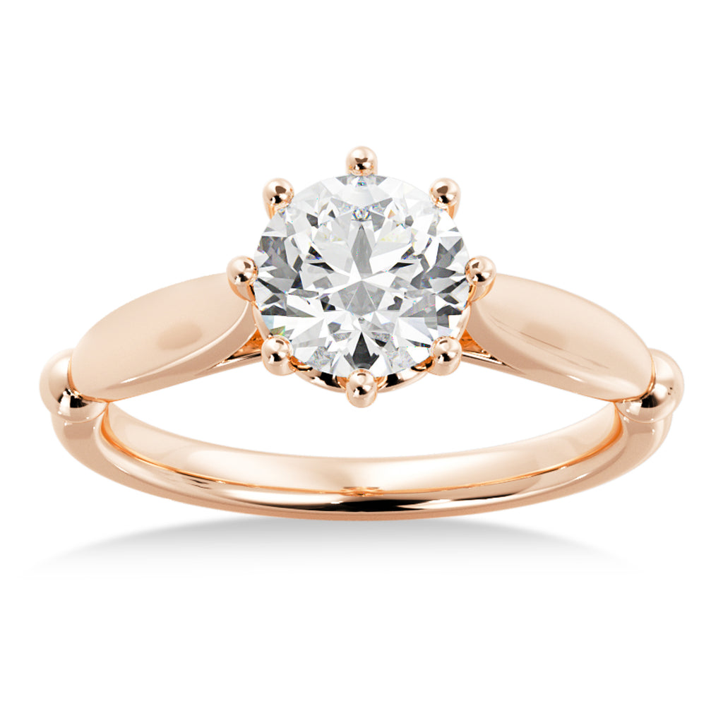 Crown Solitaire Engagement Ring 14k Rose Gold
