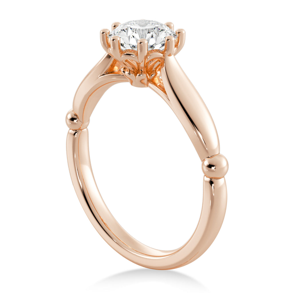 Crown Solitaire Engagement Ring 14k Rose Gold