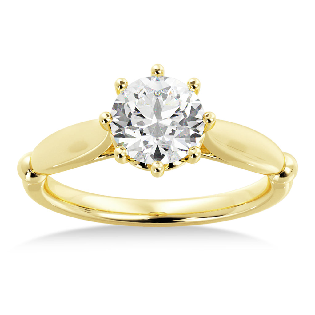 Crown Solitaire Engagement Ring 14k Yellow Gold