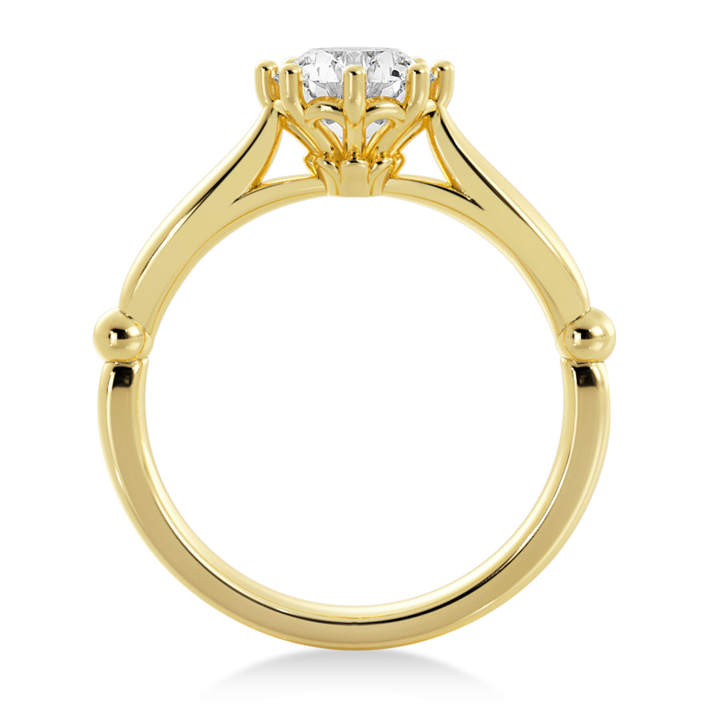 Crown Solitaire Engagement Ring 14k Yellow Gold