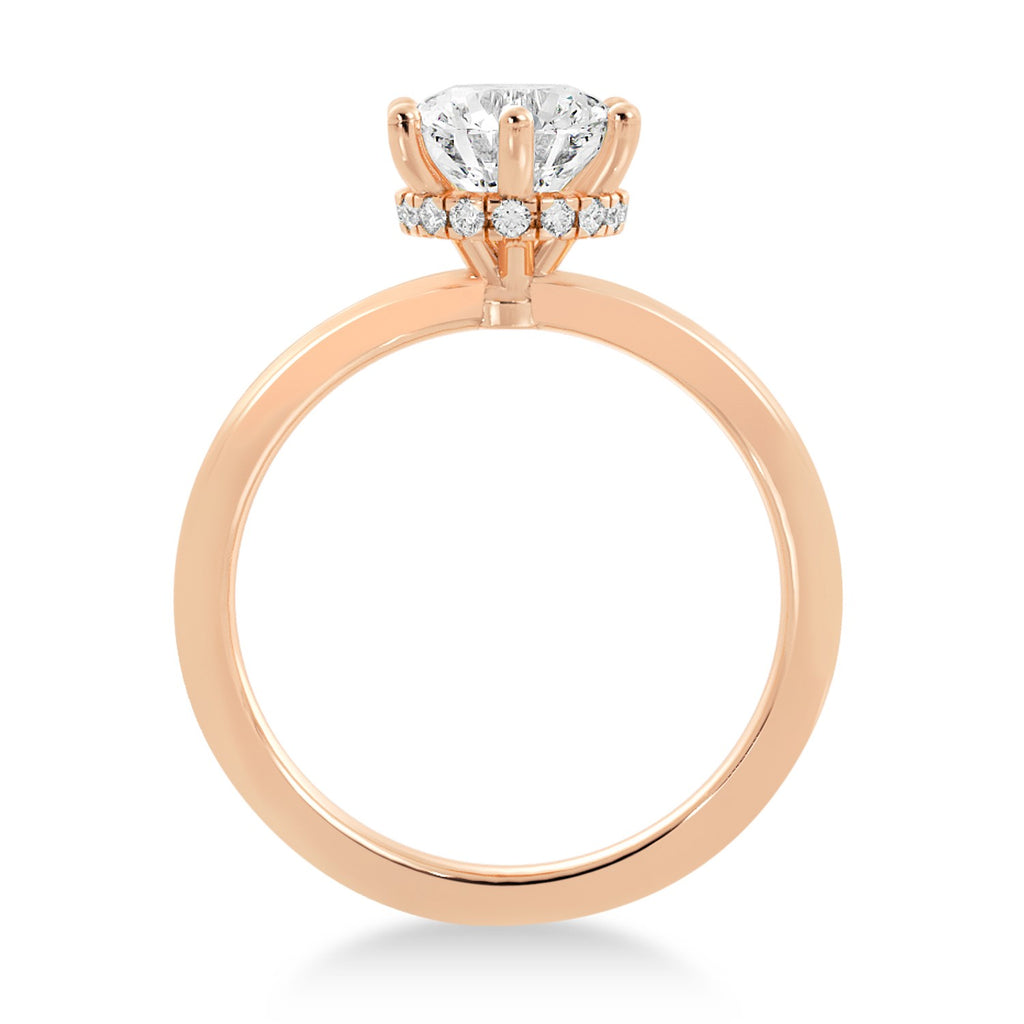 Diamond Hidden Halo 6 Prong Engagement Ring 14k Rose Gold (0.08ct)