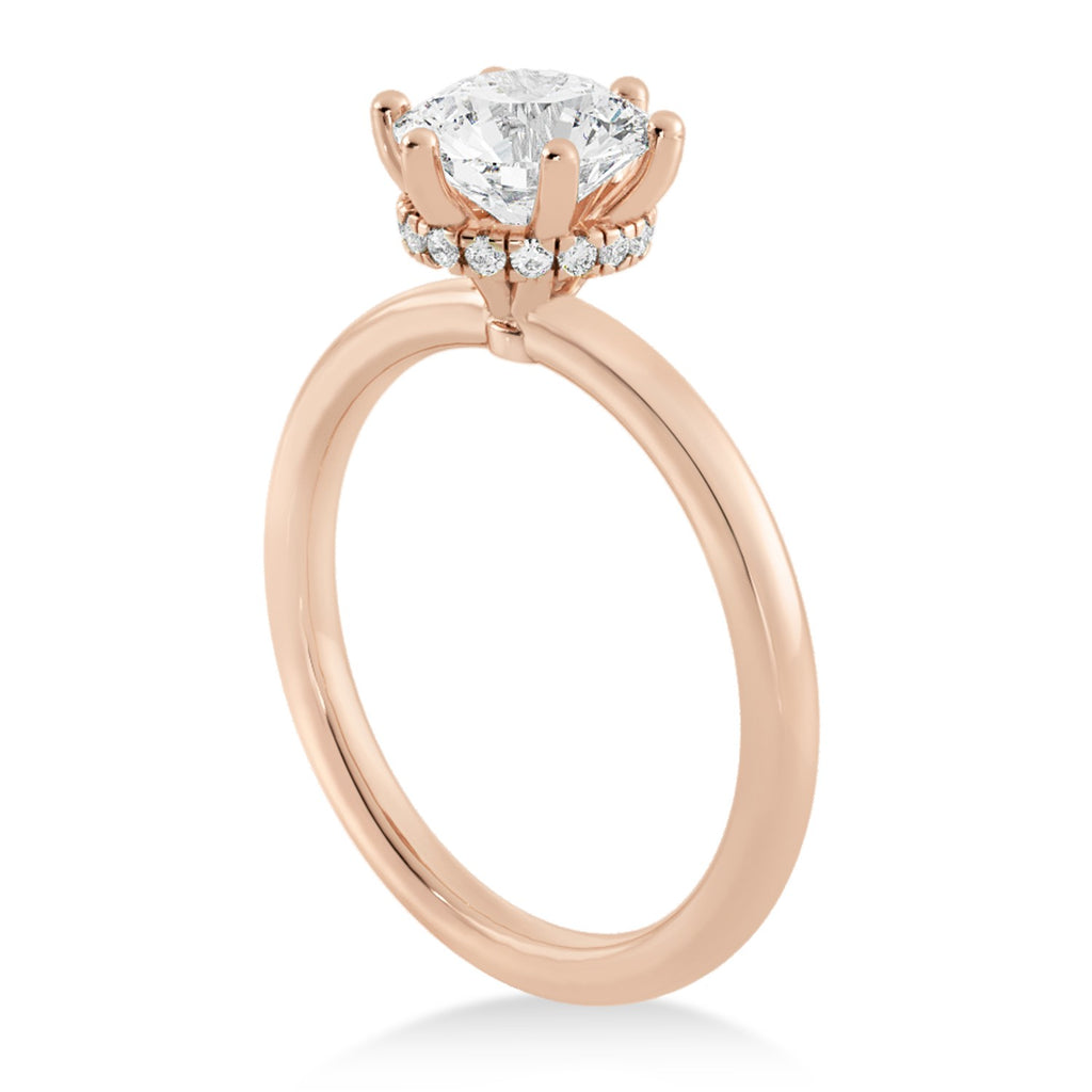 Diamond Hidden Halo 6 Prong Engagement Ring 14k Rose Gold (0.08ct)