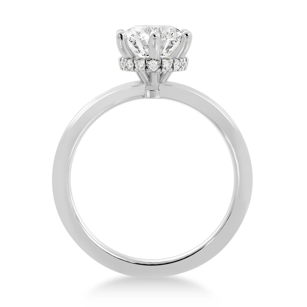 Lab Diamond Hidden Halo 6 Prong Engagement Ring 18k White Gold (0.08ct)