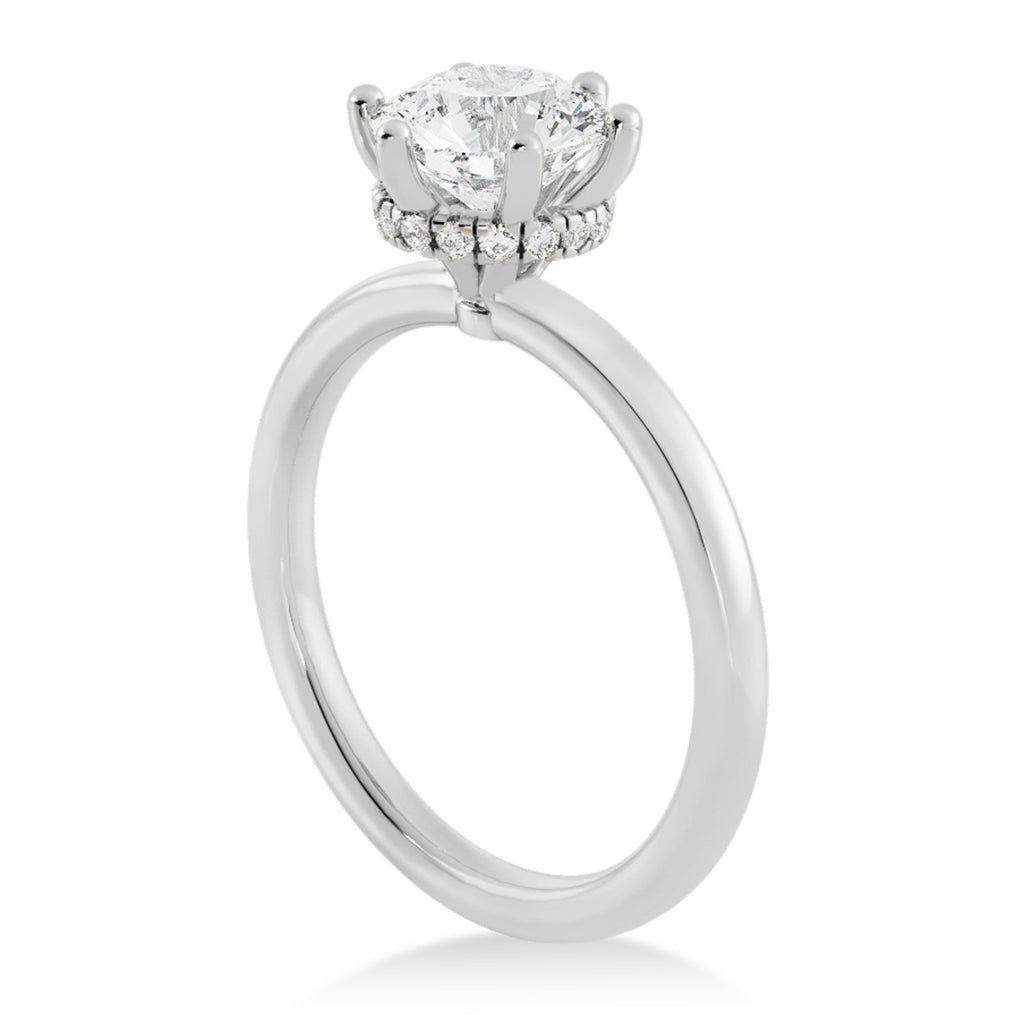 Lab Grown Diamond Hidden Halo 6 Prong Engagement Ring Platinum (0.08ct)