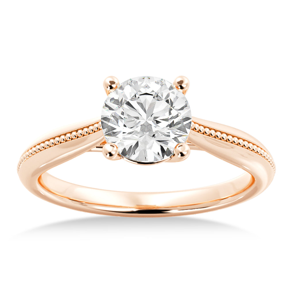 Milgrain Trellis Solitaire Engagement Ring 14k Rose Gold