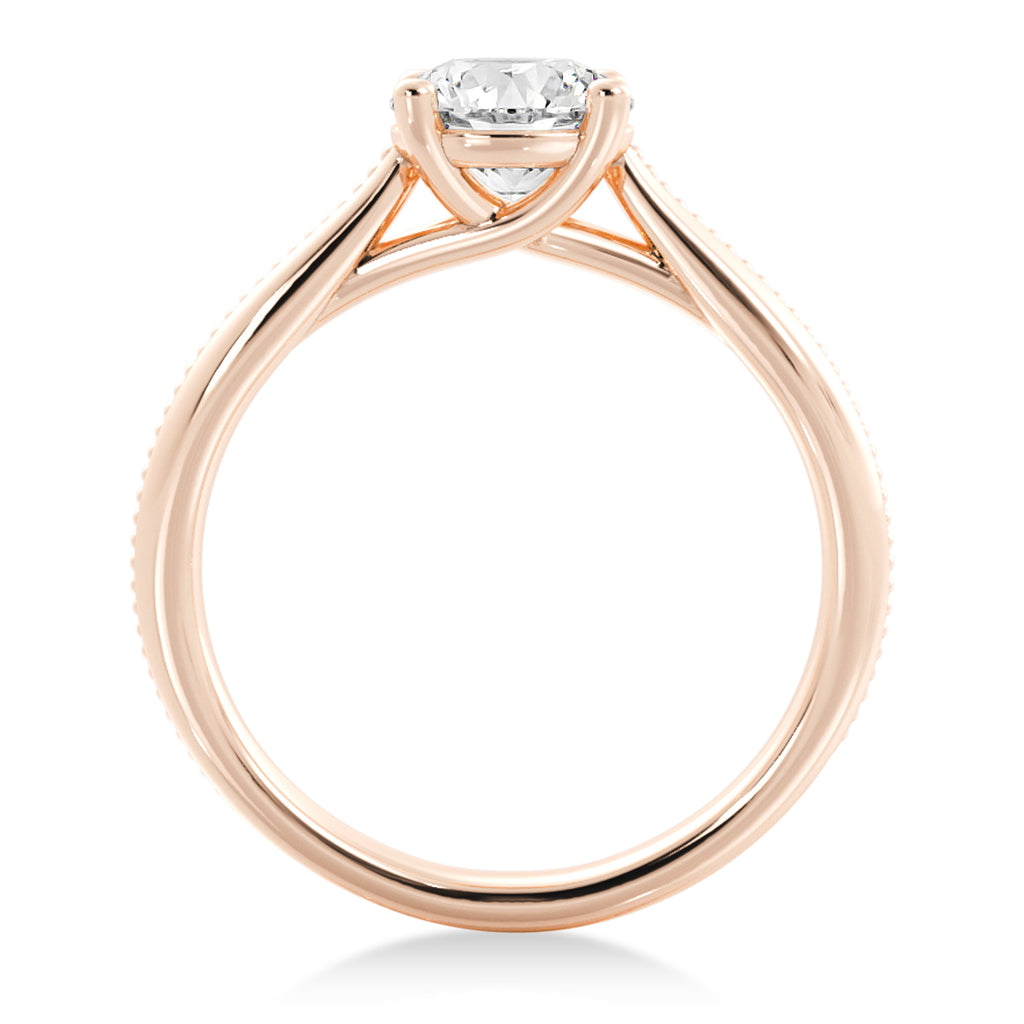 Milgrain Trellis Solitaire Engagement Ring 14k Rose Gold