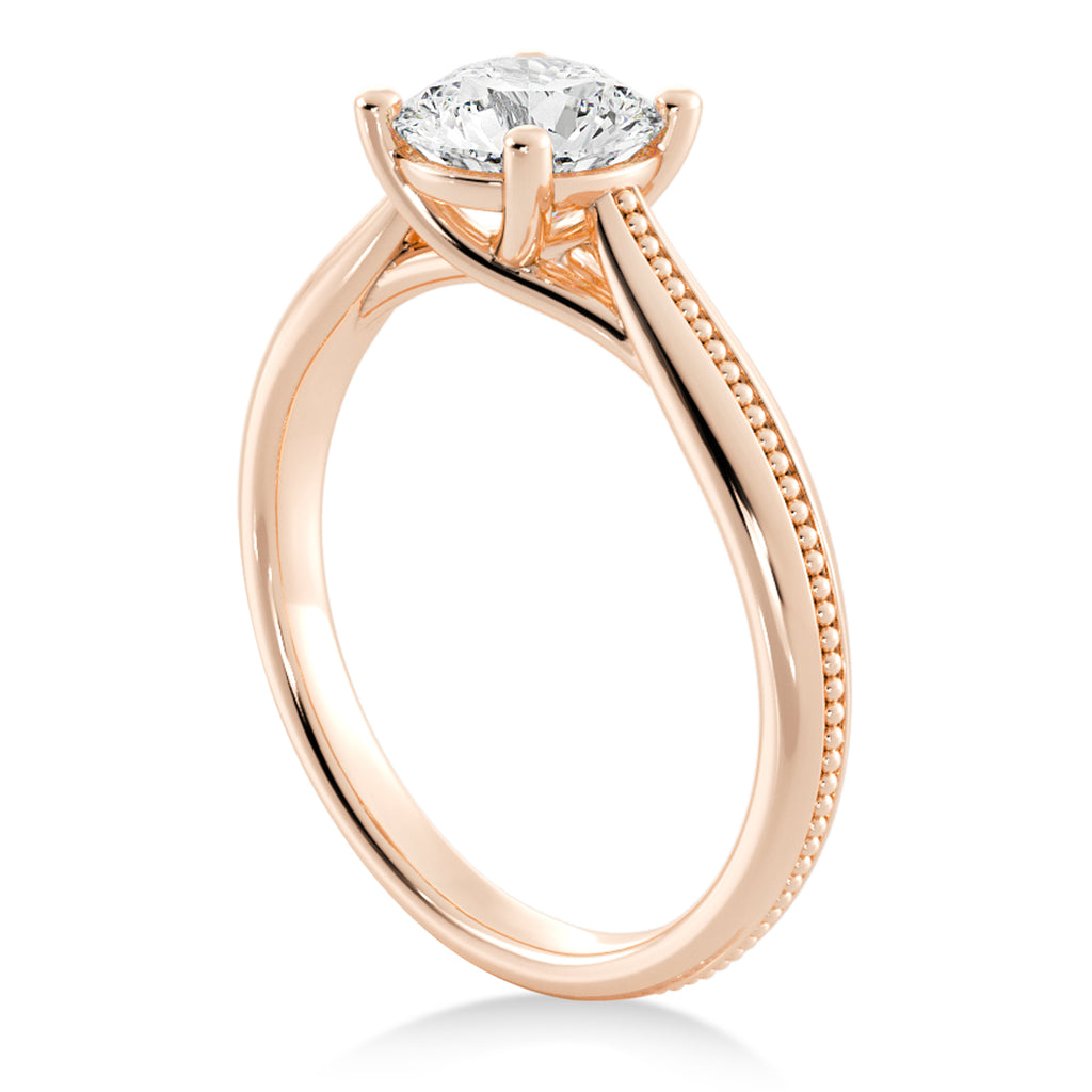 Milgrain Trellis Solitaire Engagement Ring 14k Rose Gold