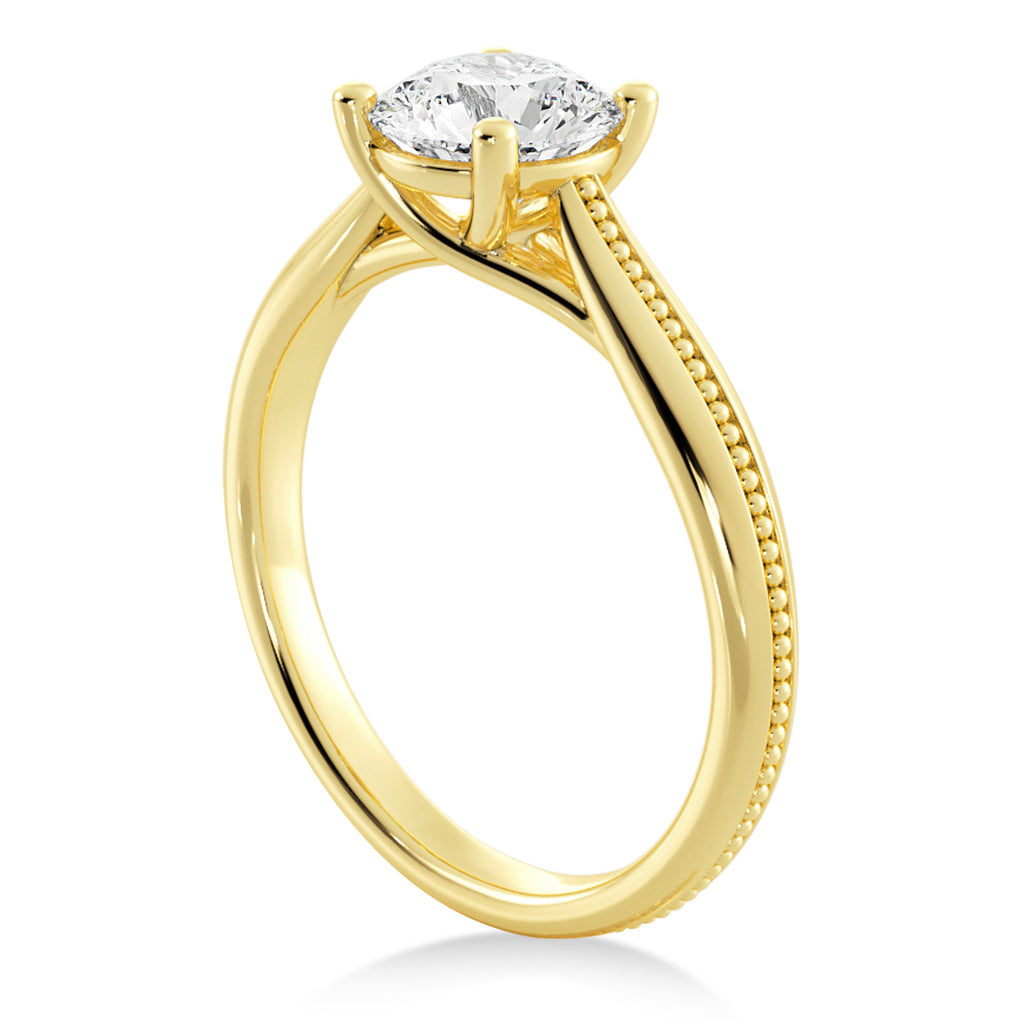 Milgrain Trellis Solitaire Engagement Ring 14k Yellow Gold