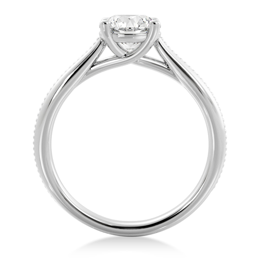 Milgrain Trellis Solitaire Engagement Ring 18k White Gold