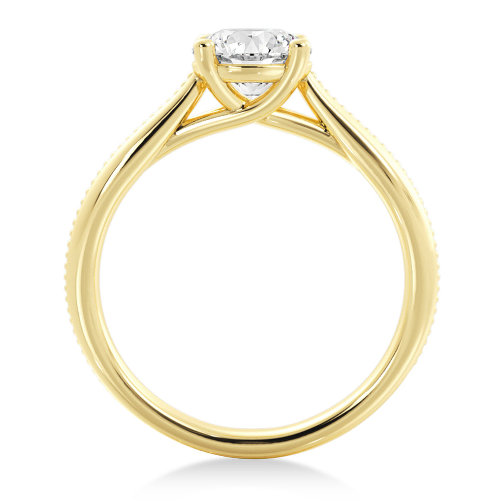 Milgrain Trellis Solitaire Engagement Ring 18k Yellow Gold