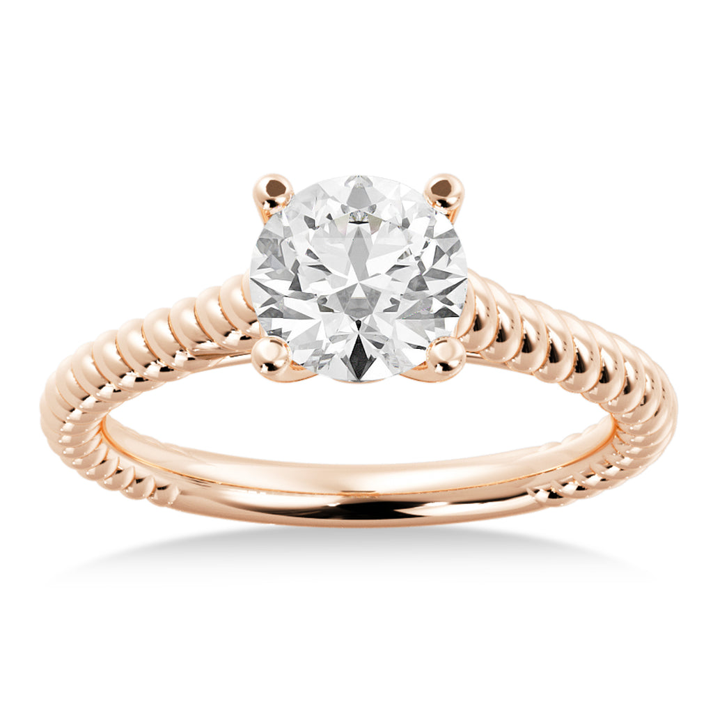 Twisted Rope Solitaire Engagement Ring 14k Rose Gold