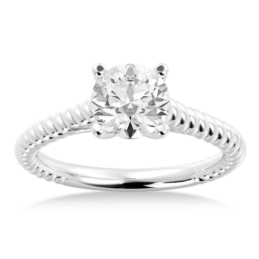 Twisted Rope Solitaire Engagement Ring 14k White Gold