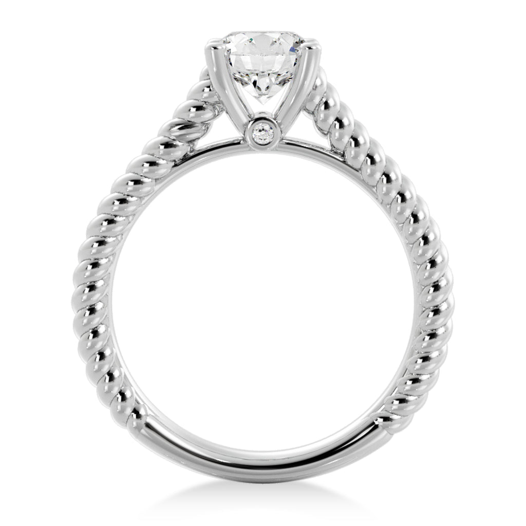 Twisted Rope Solitaire Engagement Ring 14k White Gold