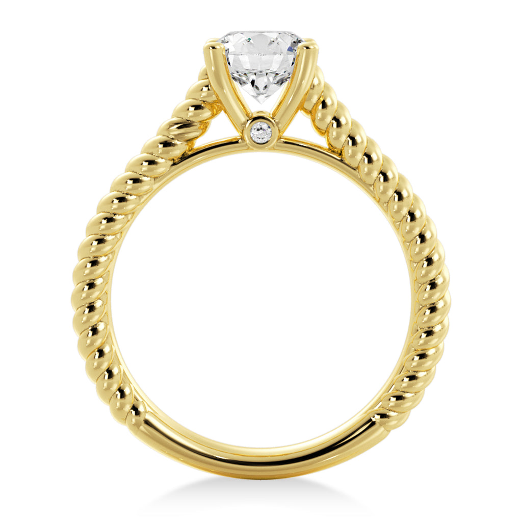 Twisted Rope Solitaire Engagement Ring 14k Yellow Gold