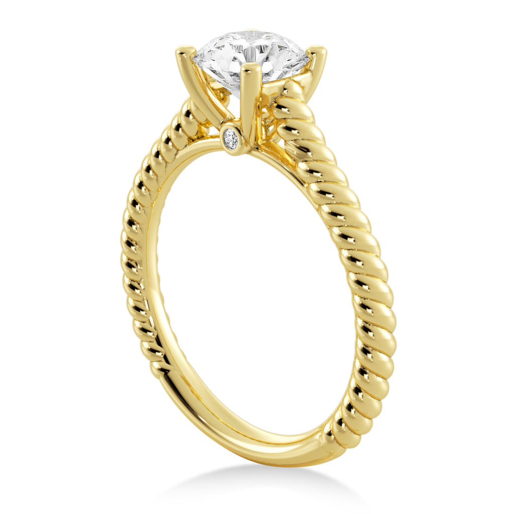 Twisted Rope Solitaire Engagement Ring 14k Yellow Gold