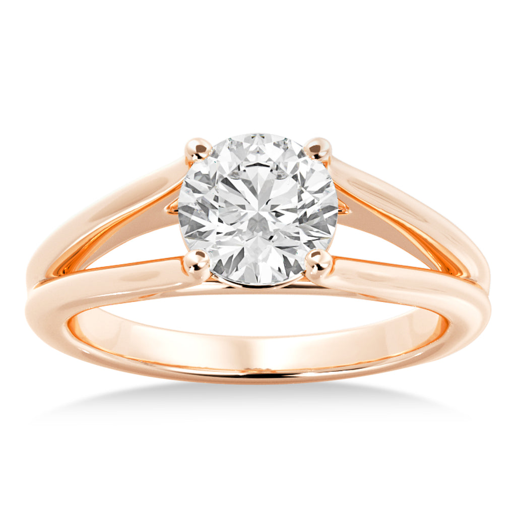 Split Shank Solitaire Engagement Ring 14k Rose Gold